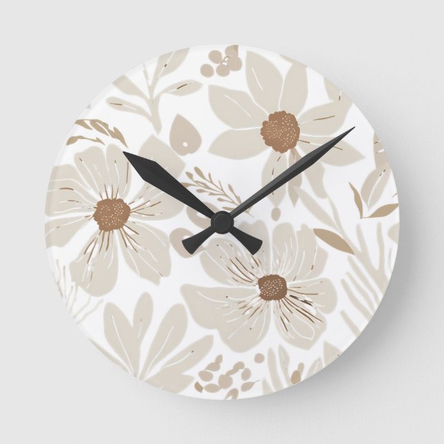 Rustic Terracotta WildblomBoho Eclectic Design Rund Klocka (Framsida)
