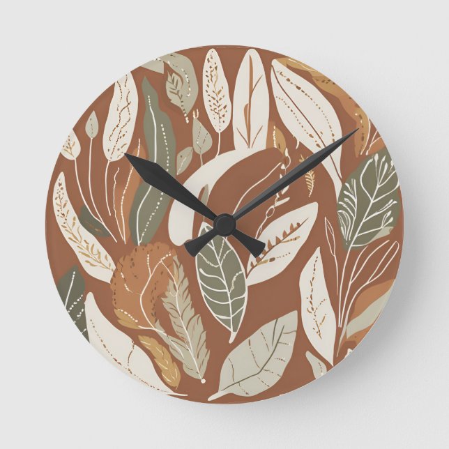 Rustic Terracotta WildblomBoho Eclectic Design Rund Klocka (Framsida)