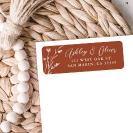 Rustic Terracotta Wildblomma Bröllop Adress Returadress Etikett