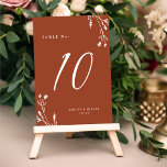 Rustic Terracotta Wildblommor Boho Bröllop Bordsnummer<br><div class="desc">Den här eleganten har ändå bröllop-bordsnumret en vacker terracotta färg-bakgrund med handdragna vilda blommor och elegant-typografi. Utformningen är densamma på båda sidor. Se vår Rustic Wildblomsamling för att få information om hur du samordnar saker.</div>