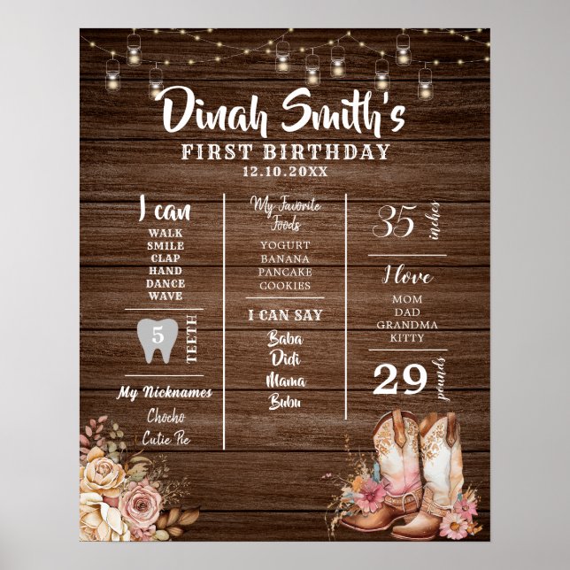 Rustic Texas Boots Cowgirl 1: a Birthday Milestone Poster (Framsidan)