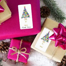 Rustic Texas Julgran Gift Märkre Label Adressetikett