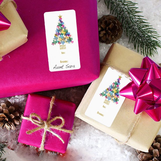 Rustic Texas Julgran Gift Märkre Label Adressetikett (Skapare uppladdad)