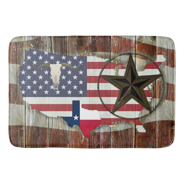 Rustic Texas Lone Star Texas Long Horn Badrumsmatta (Framsidan)
