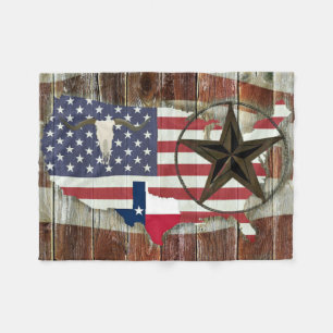 Rustic Texas Lone Star Texas Long Horn Fleecefilt