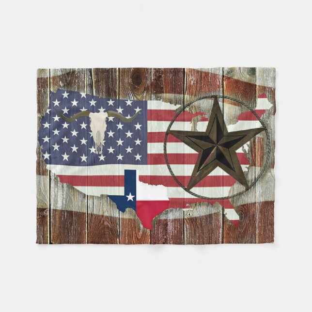 Rustic Texas Lone Star Texas Long Horn Fleecefilt (Framsidan (Horisontell))