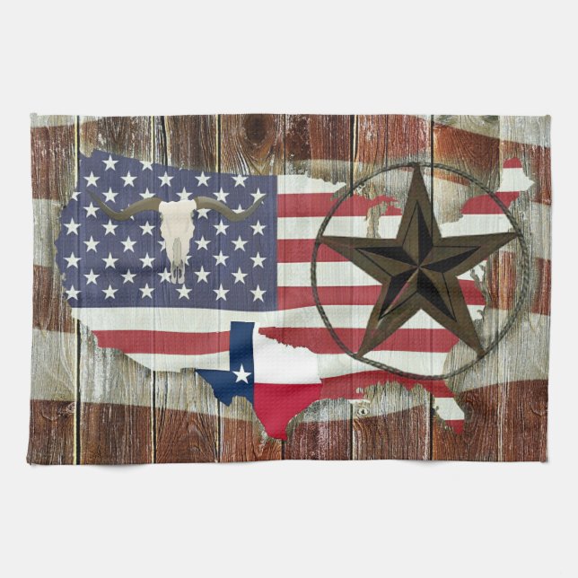 Rustic Texas Lone Star Texas Long Horn Kökshandduk (Horisontell)