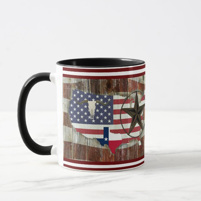 Rustic Texas Lone Star Texas Long Horn Mugg (Vänster)
