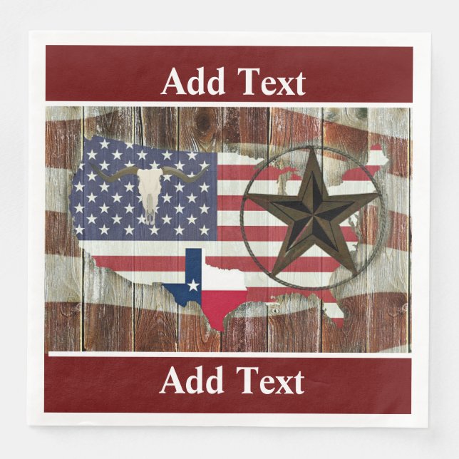 Rustic Texas Lone Star Texas Long Horn Pappersservett (Framsida)