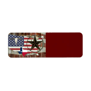 Rustic Texas Lone Star Texas Long Horn Returadress Etikett