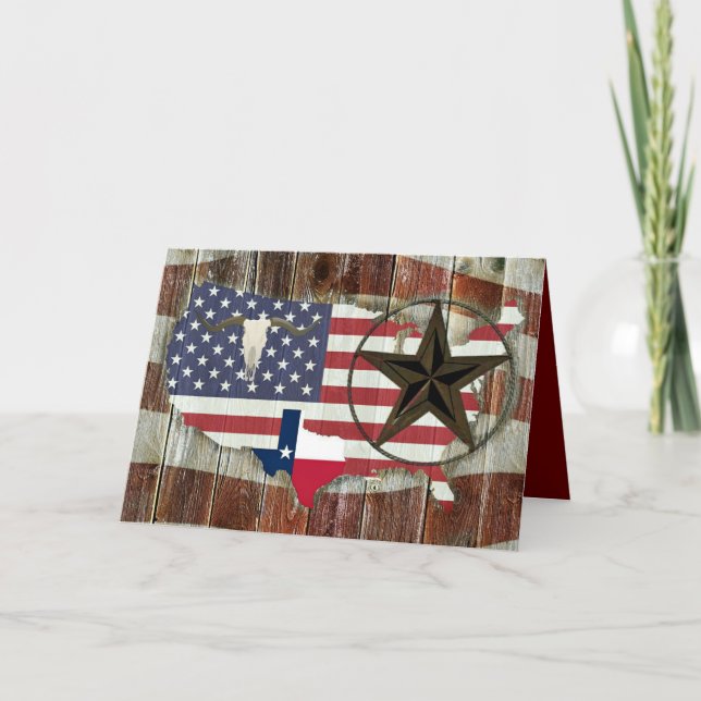 Rustic Texas Lone Star Texas Long Horn Tack Kort (Framsida)