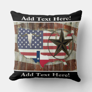 Rustic Texas Lone Star Texas Long Horn Throw Pillo Kudde