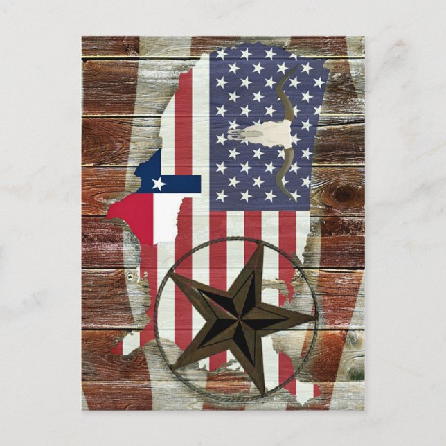 Rustic Texas Lone Star Texas Long Horn Vykort (Framsida)