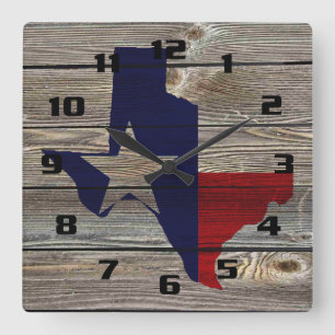 Rustic Texas på autentiskt tittar trä Fyrkantig Klocka