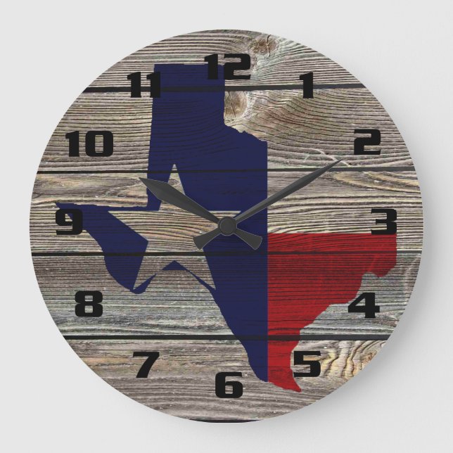 Rustic Texas på autentiskt tittar trä Stor Klocka (Framsida)