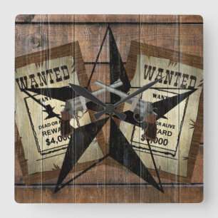 Rustic Texas Star Western Dual Pistols ville ha et Fyrkantig Klocka