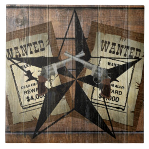 Rustic Texas Star Western Dual Pistols ville ha et Kakelplatta