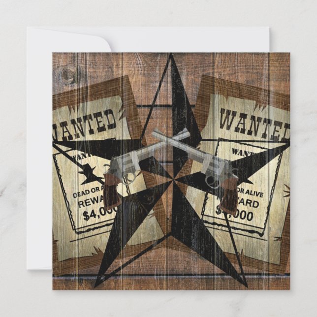 Rustic Texas Star Western Dual Pistols ville under Inbjudningar (Framsida)