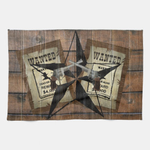 Rustic Texas Star Western Dual Pistols ville under Kökshandduk