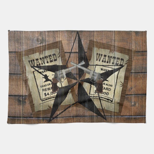 Rustic Texas Star Western Dual Pistols ville under Kökshandduk (Horisontell)