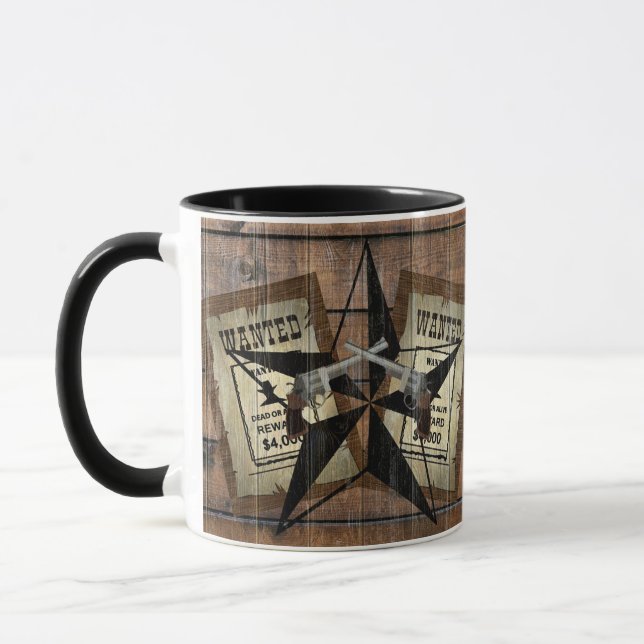 Rustic Texas Star Western Dual Pistols ville under Mugg (Vänster)