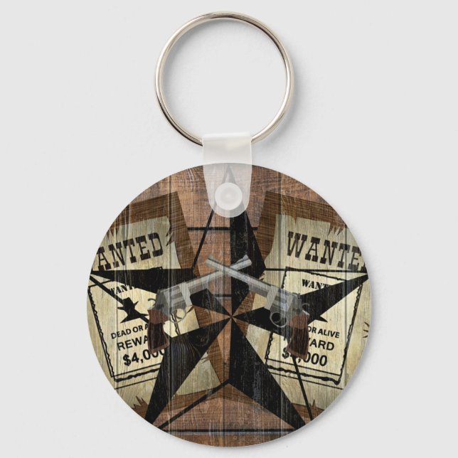 Rustic Texas Star Western Dual Pistols ville under Nyckelring (Framsida)