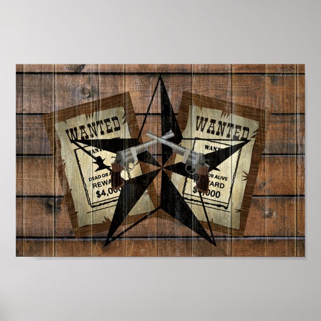Rustic Texas Star Western Dual Pistols ville under Poster (Framsidan)