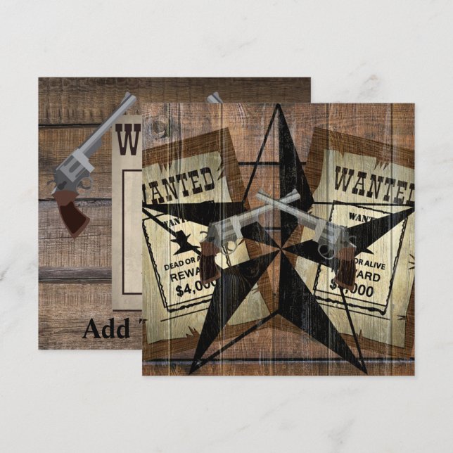 Rustic Texas Star Western Dual Pistols ville under Tack Kort (Fram/baksida)