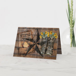 Rustic Texas Star Western Pistol CowboyBoots Anteckningskort