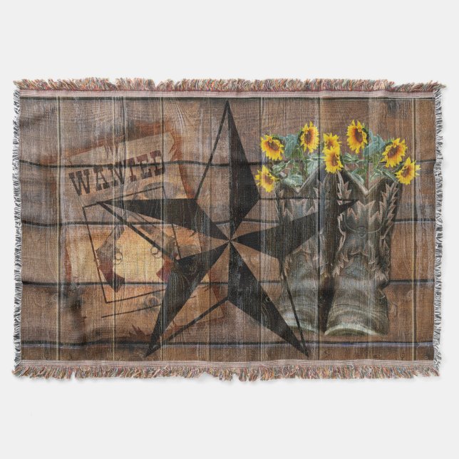Rustic Texas Star Western Pistol CowboyBoots Filt (Framsidan)