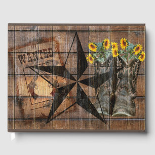 Rustic Texas Star Western Pistol CowboyBoots Gästböcker