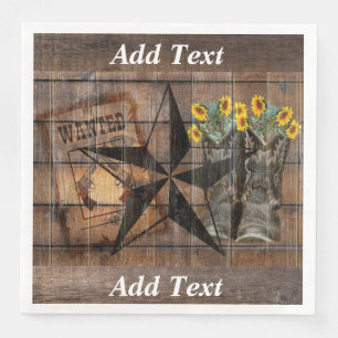 Rustic Texas Star Western Pistol CowboyBoots Pappersservett