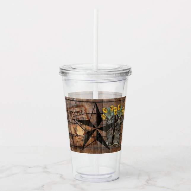 Rustic Texas Star Western Pistol CowboyBoots Take Away Mugg (Framsida)