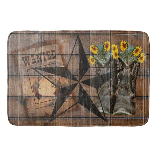 Rustic Texas Star Westernare Pistol Cowboy Boots Badrumsmatta (Framsidan)