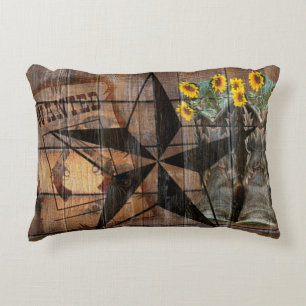 Rustic Texas Star Westernare Pistol Cowboy Boots Prydnadskudde