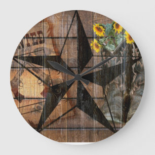 Rustic Texas Star Westernare Pistol Cowboy Boots Stor Klocka