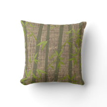 Rustic Textured Bamboo Plant Canvas Pillow