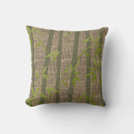 Rustic Textured Bamboo Plant Canvas Pillow Kudde