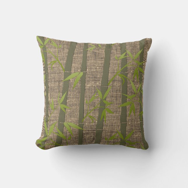 Rustic Textured Bamboo Plant Canvas Pillow Kudde (Framsida)