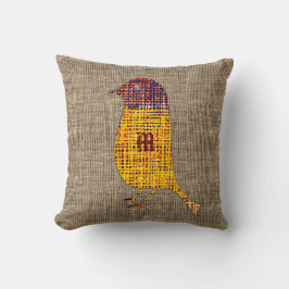 Rustic Textured Bird Canvas Pillow Kudde