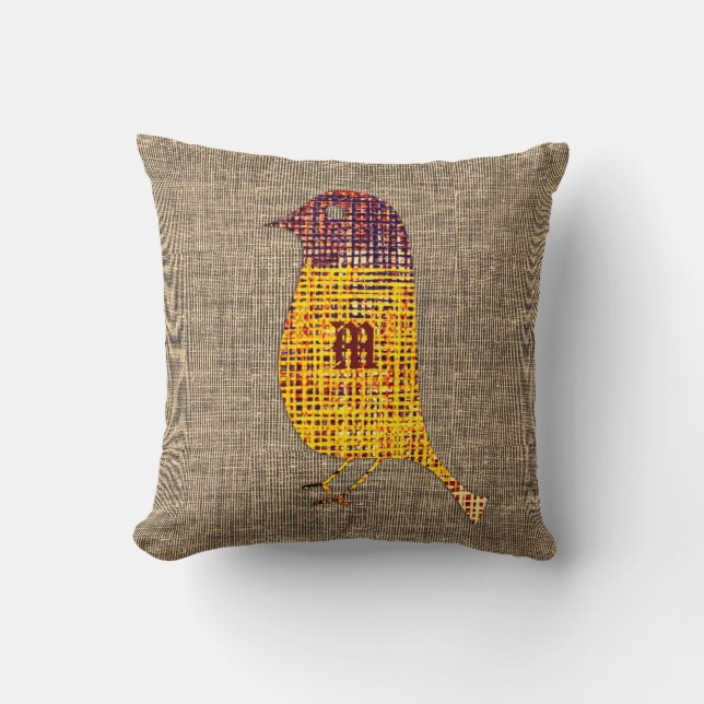 Rustic Textured Bird Canvas Pillow Kudde (Framsida)