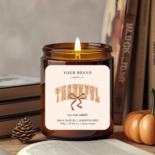 Rustic Thankful Candle etikett Anpassningsbar