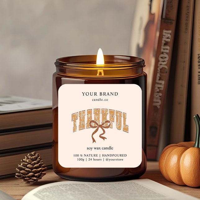 Rustic Thankful Candle etikett | Anpassningsbar (Skapare uppladdad)