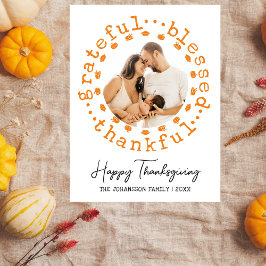 Rustic Thankful Photo Thanksgiving Helg Vykort