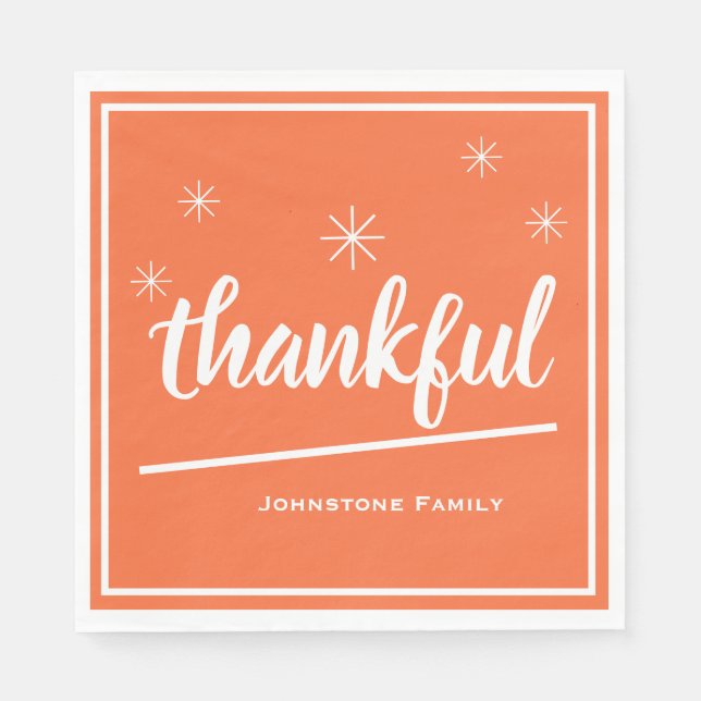 Rustic Thanksgiving Anpassningsbar Family Namn Pap Pappersservett (Framsidan)