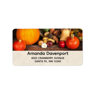 Rustic Thanksgiving Bord Bountiful Harvest Adressetikett