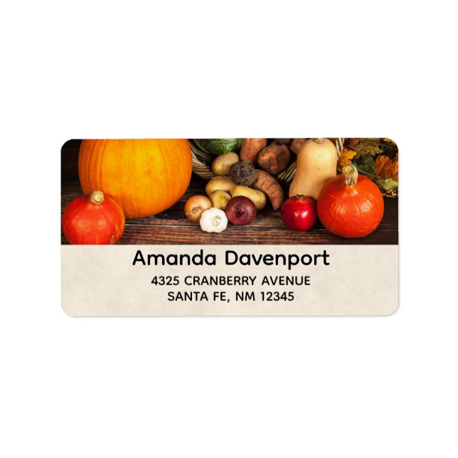 Rustic Thanksgiving Bord Bountiful Harvest Adressetikett (Framsidan)