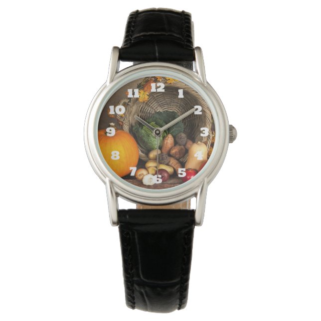 Rustic Thanksgiving Bord Bountiful Harvest Armbandsur (Framsida)