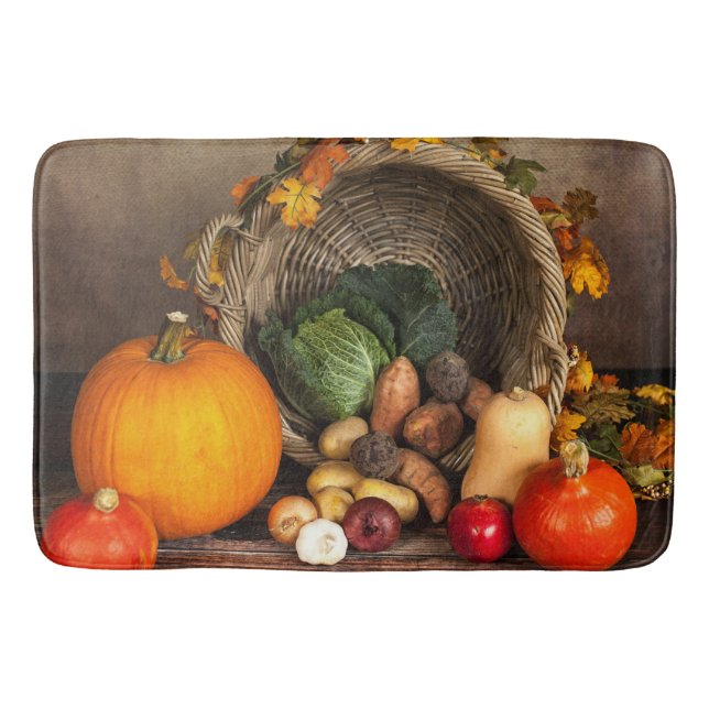 Rustic Thanksgiving Bord Bountiful Harvest Badrumsmatta (Framsidan)