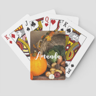 Rustic Thanksgiving Bord Bountiful Harvest Casinokort